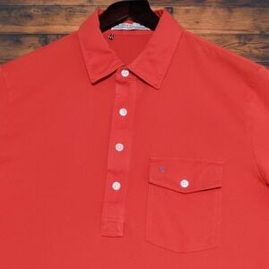 Criquet Polo Shirt Mens M Orange Short Sleeve Golf Preppy Casual Pima Cotton